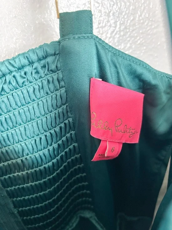 Lilly Pulitzer Teal Bow-Front Kavia Jumpsuit - Picture 5 of 10